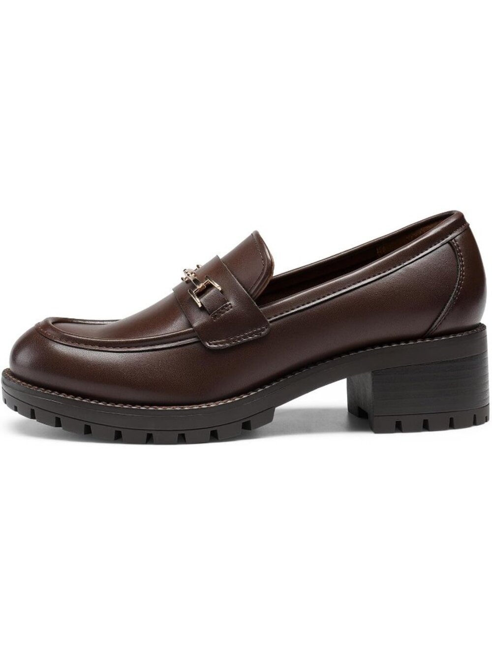 DREAM PAIRS Women's Brown Comfortable Chunky Latex Insole Platform Loafer Shoes - Picture 4 of 6